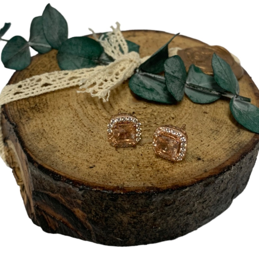 925 Sterling Silver Womens Rose Gold Plated Princess Diana Inspired Earrings SS